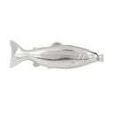 Silver fish-shaped flask on a white background