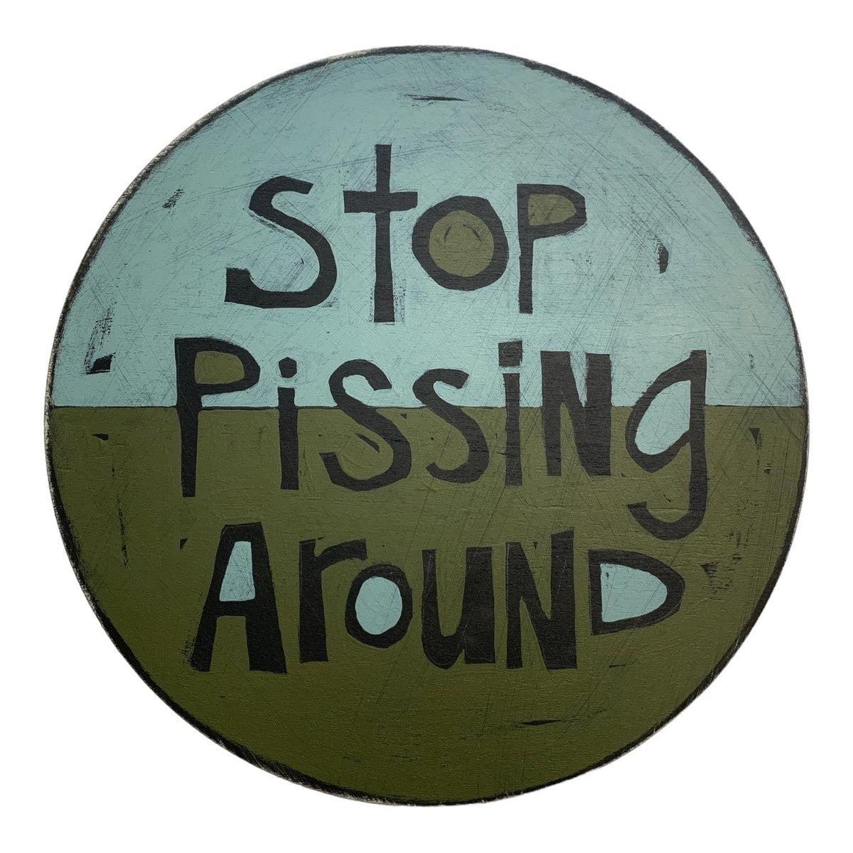 Stop Pissing Around Blue/Green Wall Art