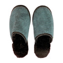 Teal Corduroy Medium Black Slippers