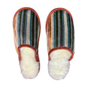 Terra Stripe Velvet Medium White Slippers