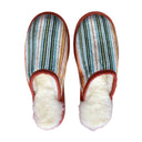 Terra Velvet Stripe Large White Slippers