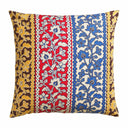 Decorative pillow with multicolored floral patterns on a white background
