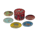 Tin of 5 Glass Plates Round