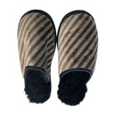 Velvet Stripe XL Black Slippers