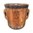 Wooden barrel with handles on a white background