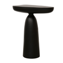 Black side table with a unique design on a white background