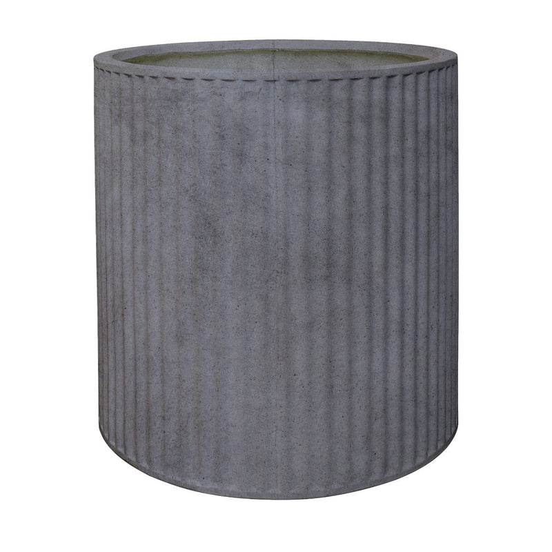 Piako Ribbed Cylinder Planter Large - Weathered Cement PRE ORDER LITTLE & FOX