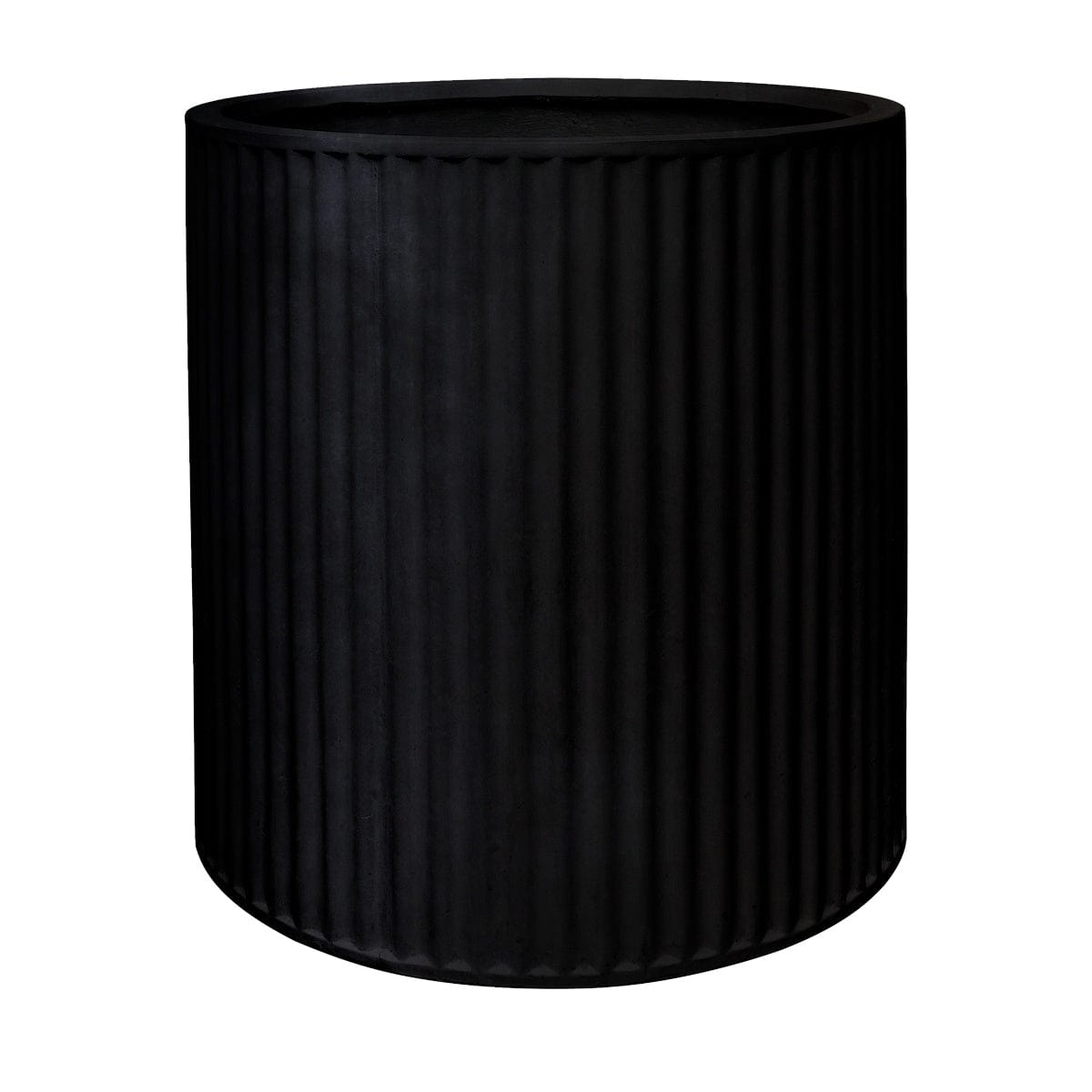 Piako Ribbed Cylinder Planter Large - Black PRE ORDER Little & Fox