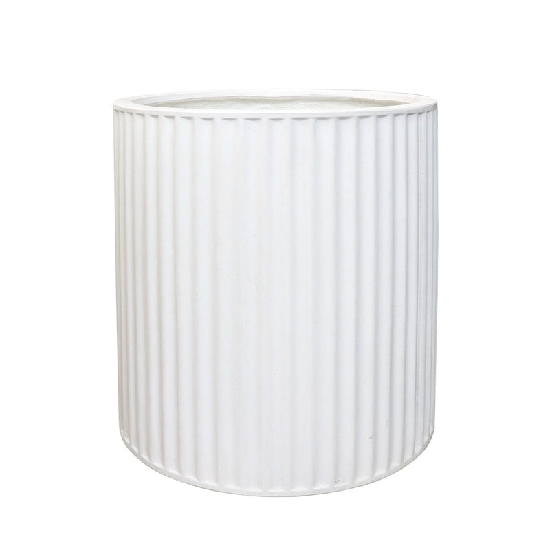 Piako Ribbed Cylinder Planter Medium - White PRE ORDER