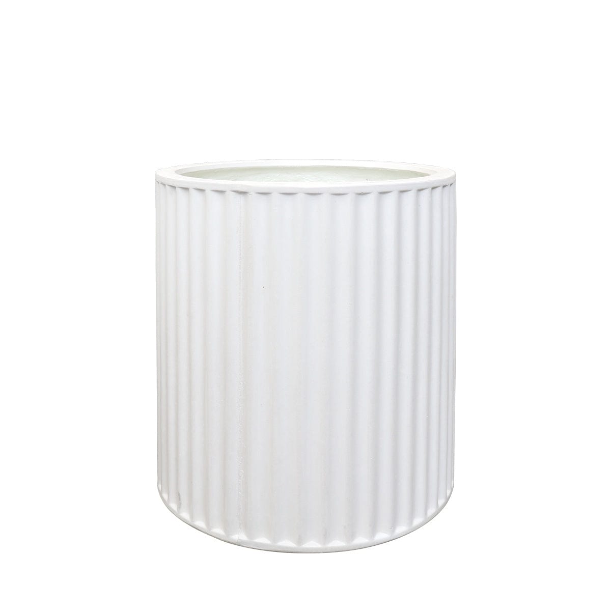 Piako Ribbed Cylinder Planter Small - White PRE ORDER