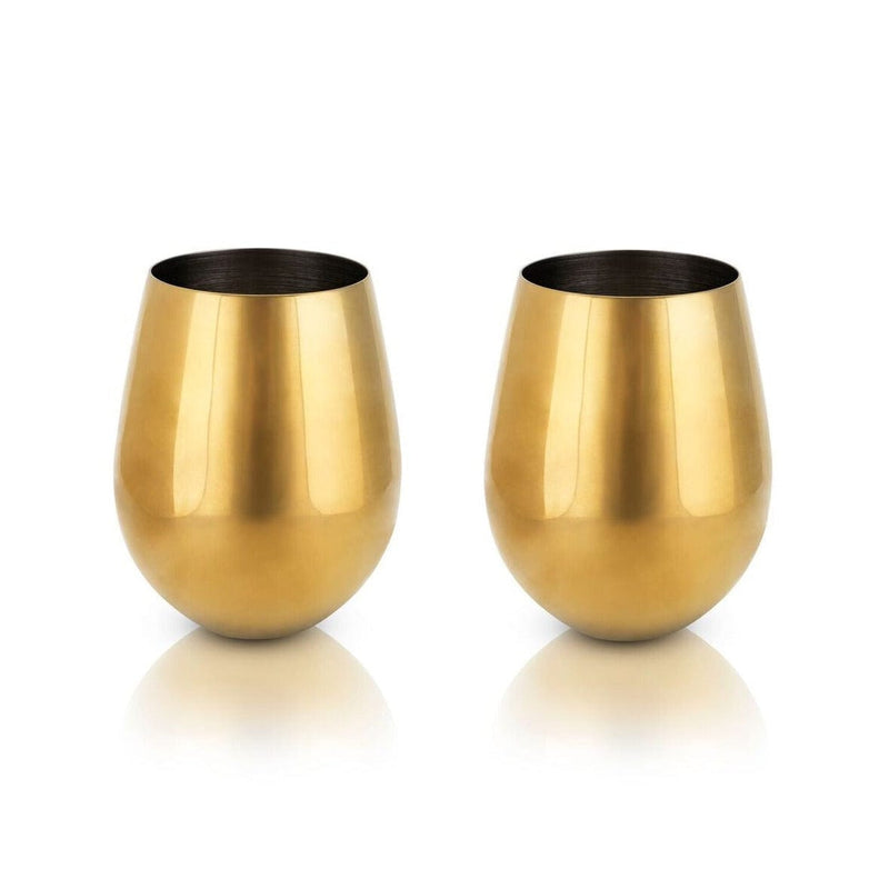 Gold Stemless Wine Glasses - Set of 2.