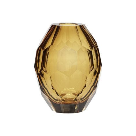 Hubsch Glass Crystal Vase Amber