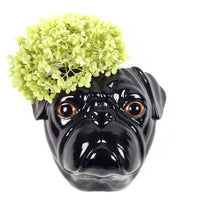 Pug Black Wall Vase