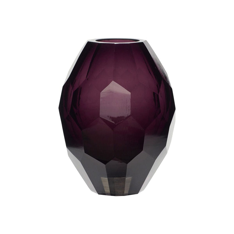 Hubsch Glass Crystal Vase Purple