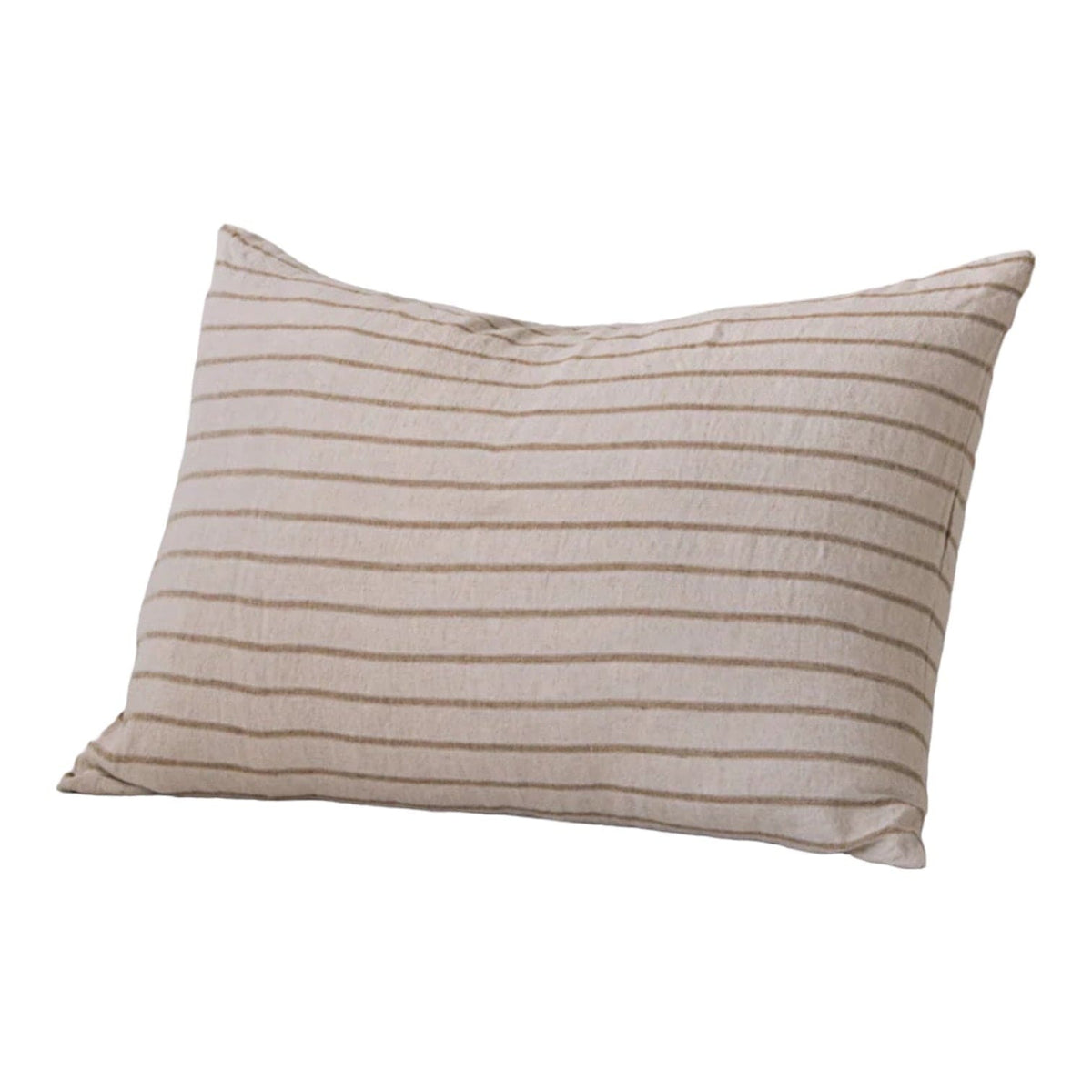 Basix-Stripe-Brun-Sable-Linen-Pillowcase Little & Fox