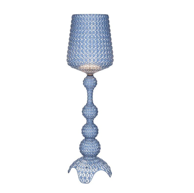 A blue floor lamp by Kartell.