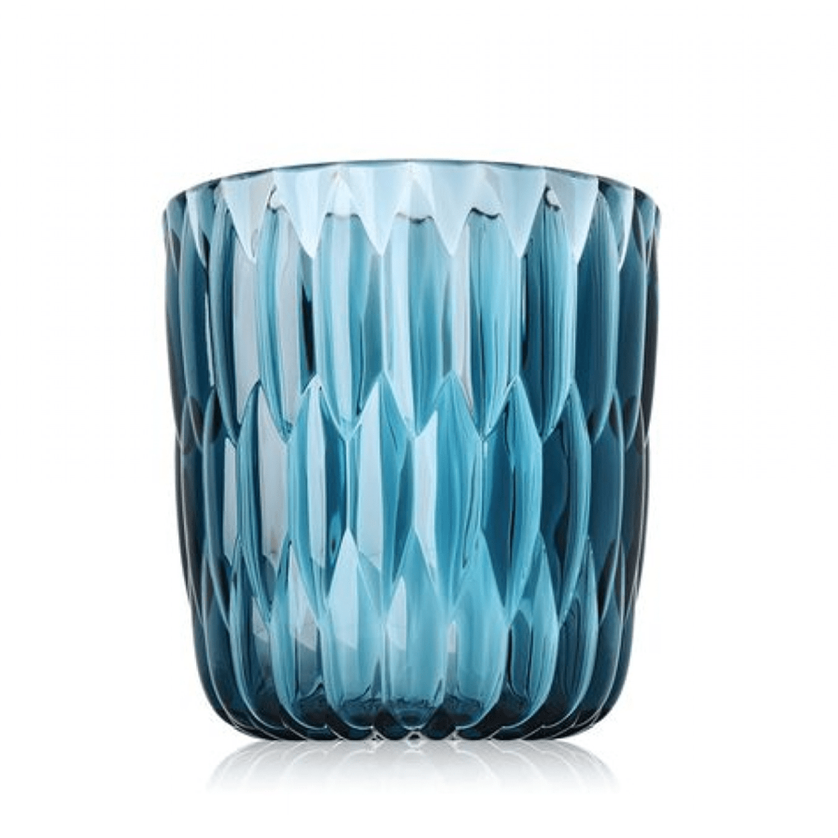 A blue transparent vase by Kartell.