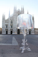 A crystal Kartell Bourgie lamp outside of a building.
