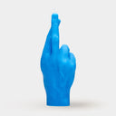 Blue Crossed Fingers Candle Hand