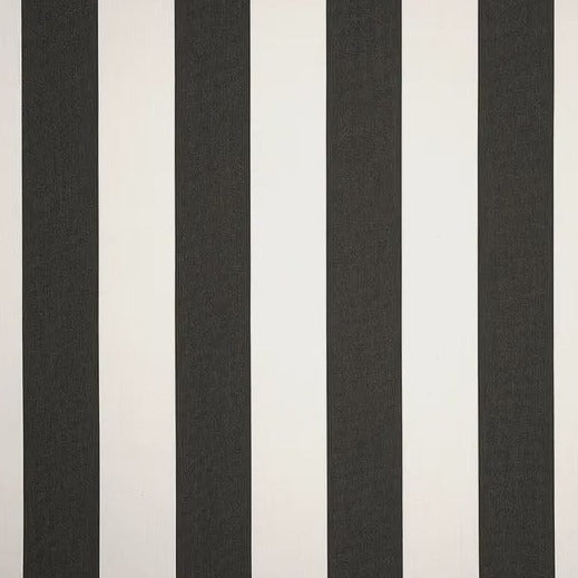 A black and white vertical striped outdoor fabric.