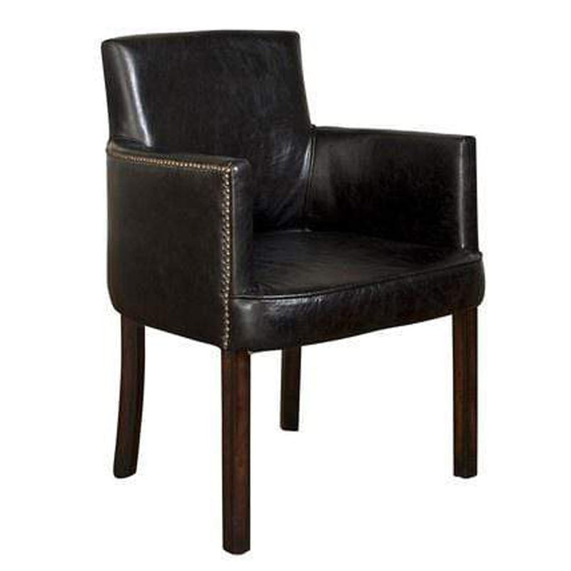Ithaca Carver Chair - Black Leather
