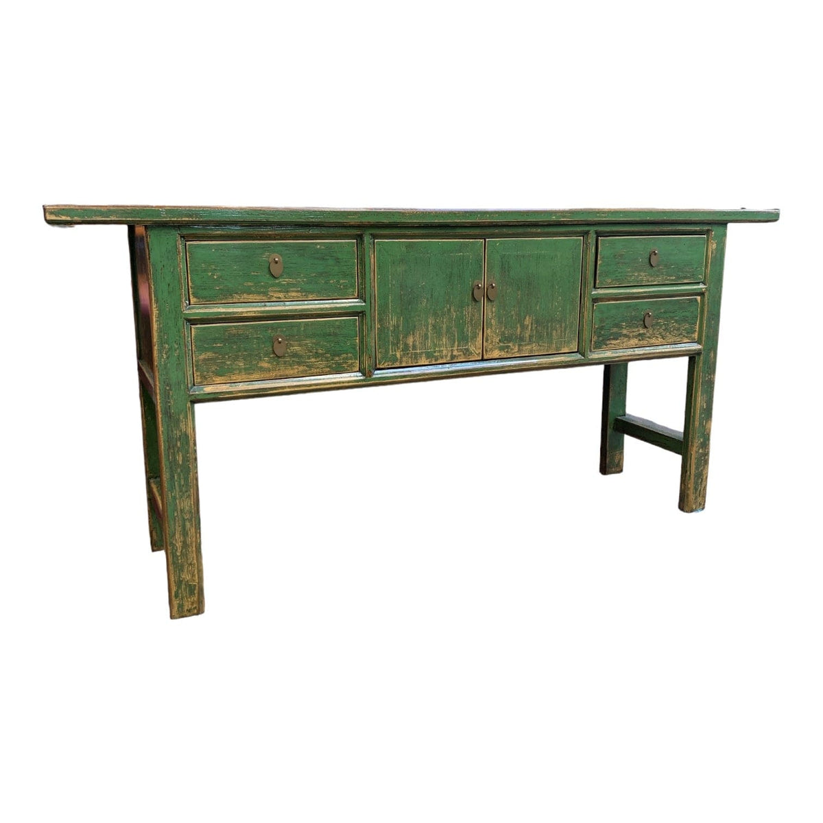 Distressed Green Four Drawer Sideboard