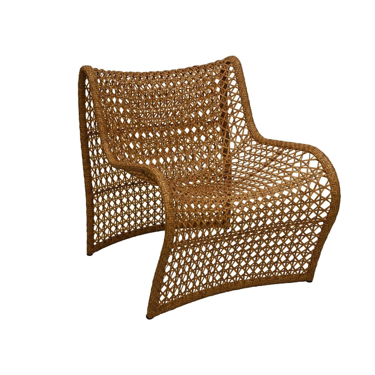 A wave chair made from cane. 