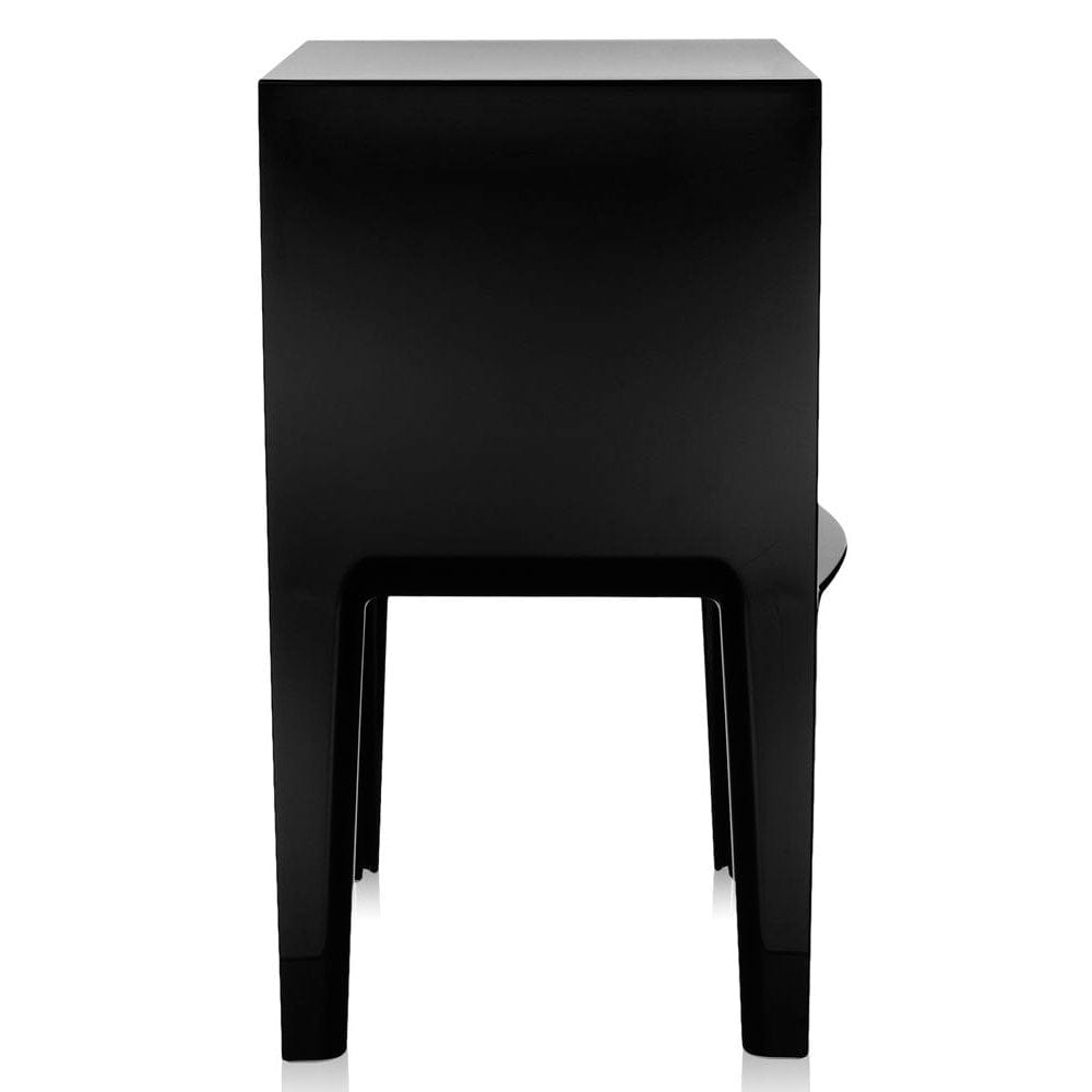 The side of the black ghost buster side table by Kartell.