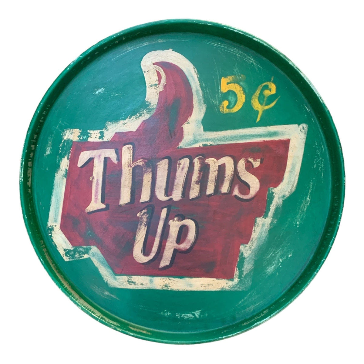 Green-Thums-Up-Vintage-Round-Tray-Little-and-Fox