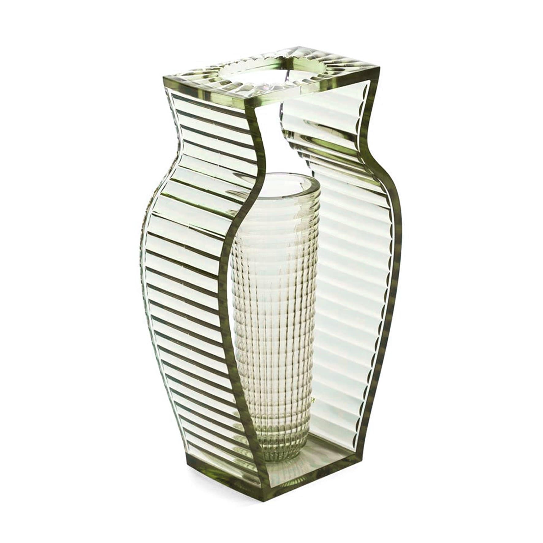 A transparent green vase by Kartell.