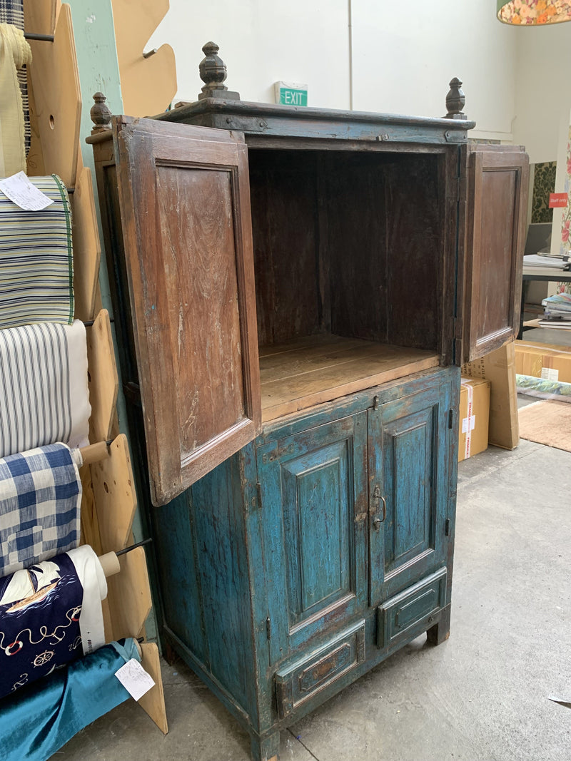 Antique Blue Armoir Cabinet