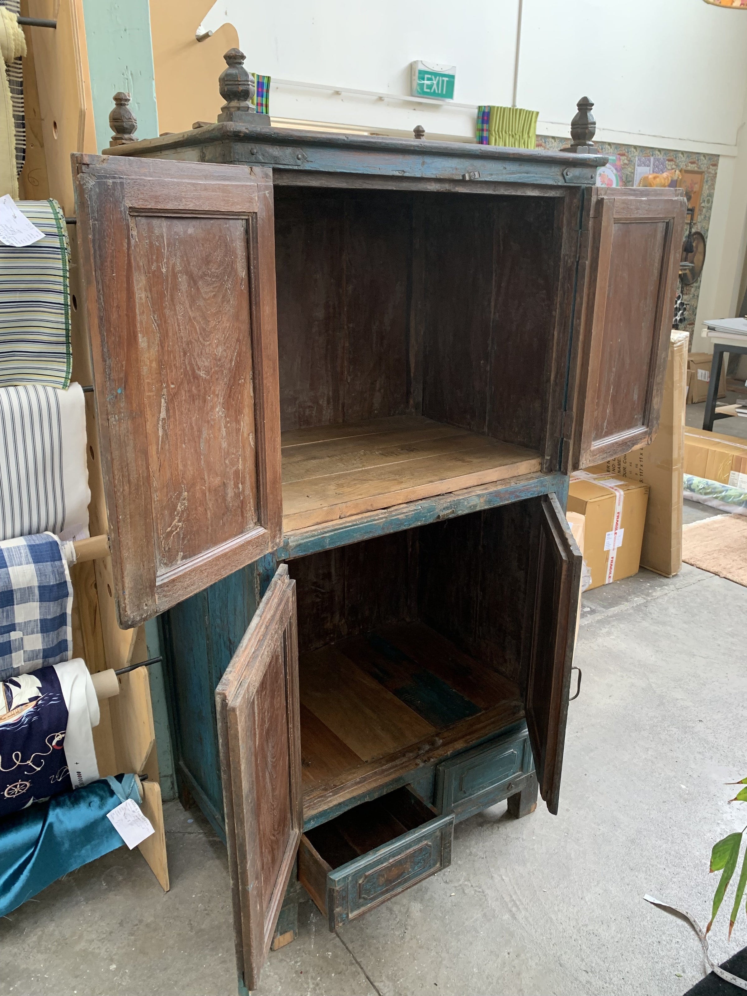 Antique Blue Armoir Cabinet