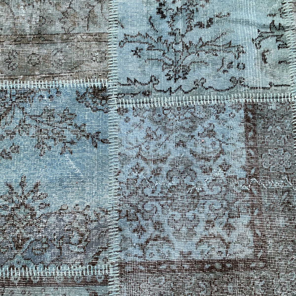 Light Blue Patchwork Over-Dyed Rug 3x4m