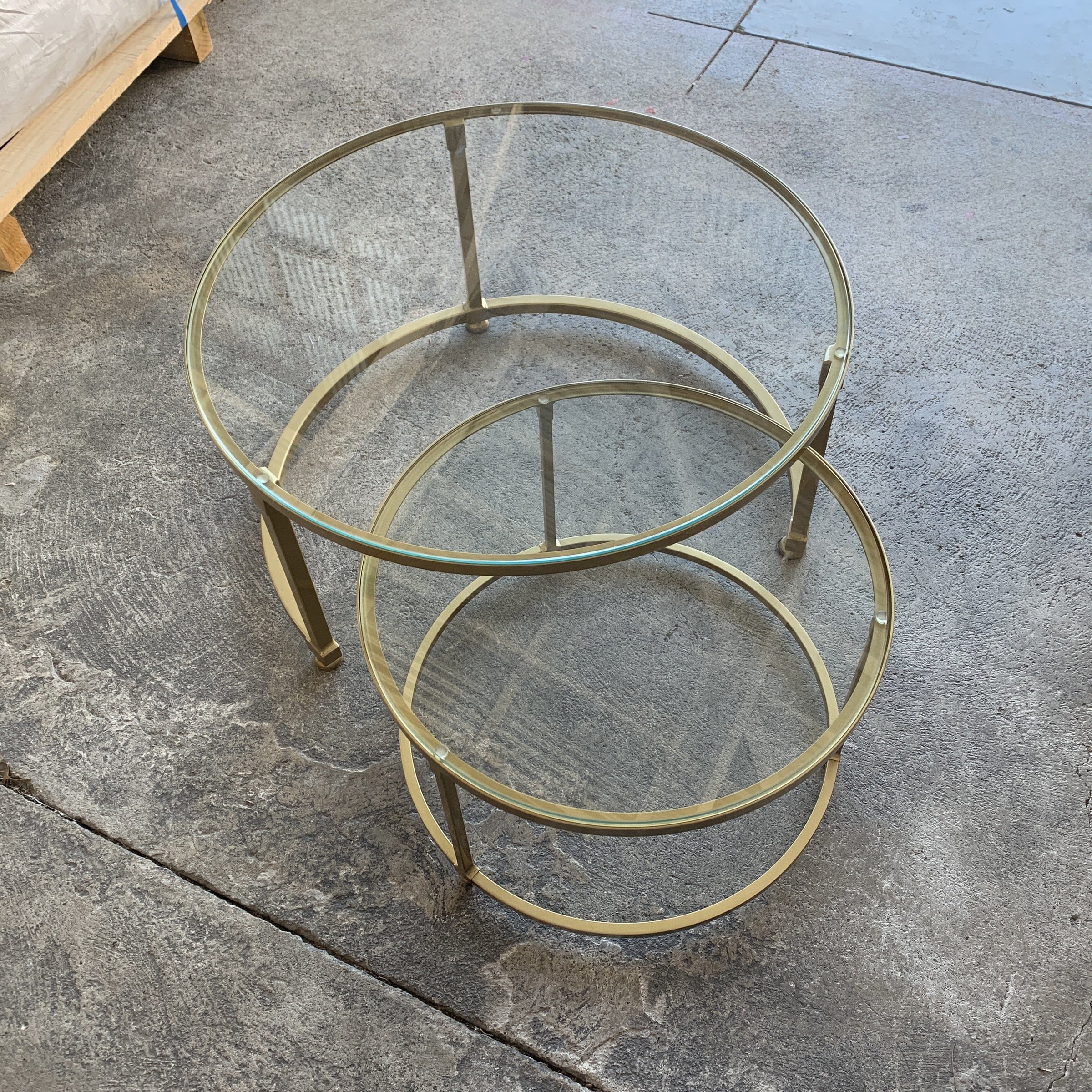 Gold and glass nesting coffee tables