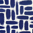 Blue paint strokes on a white outdoor fabric.