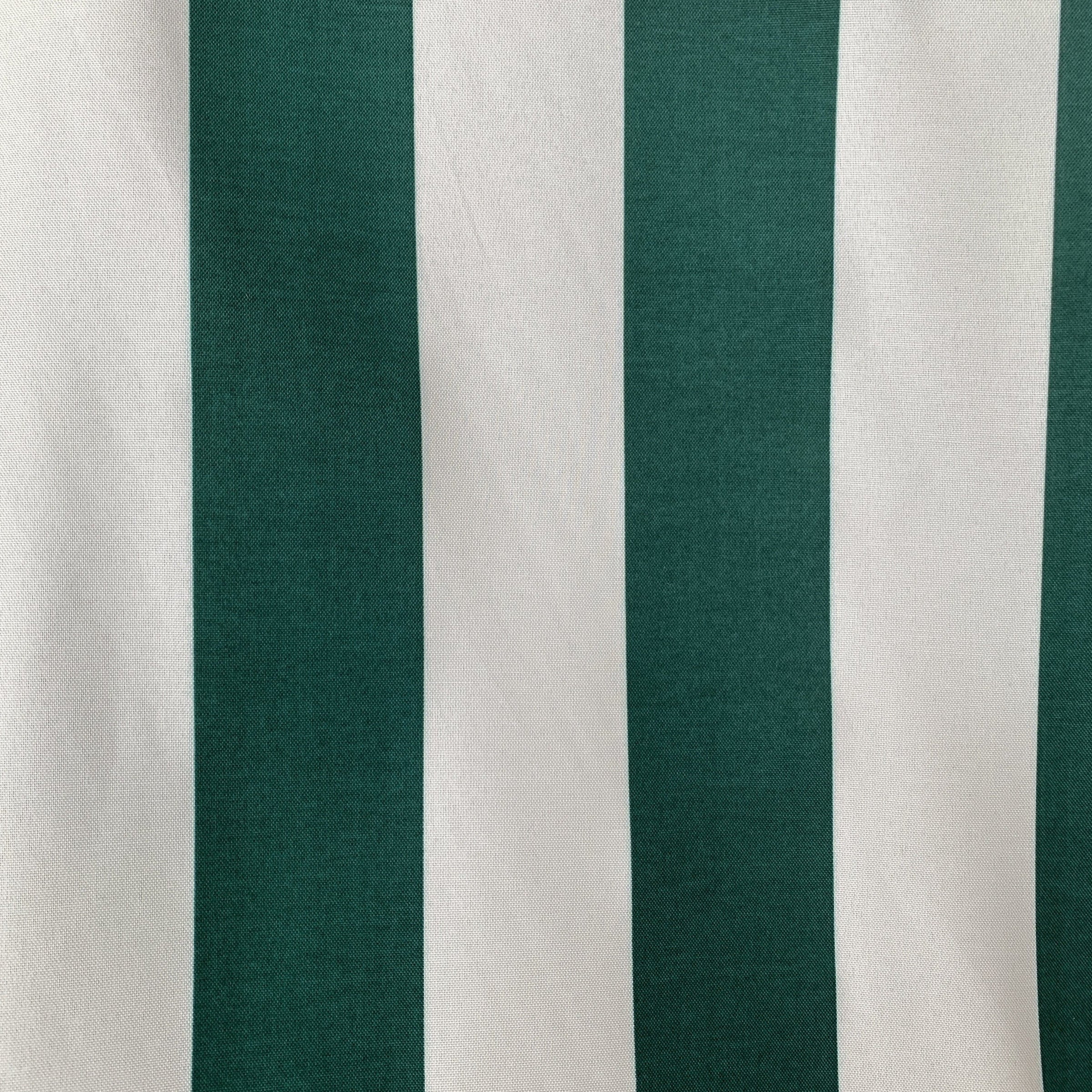 Green and white striped outdoor fabric.