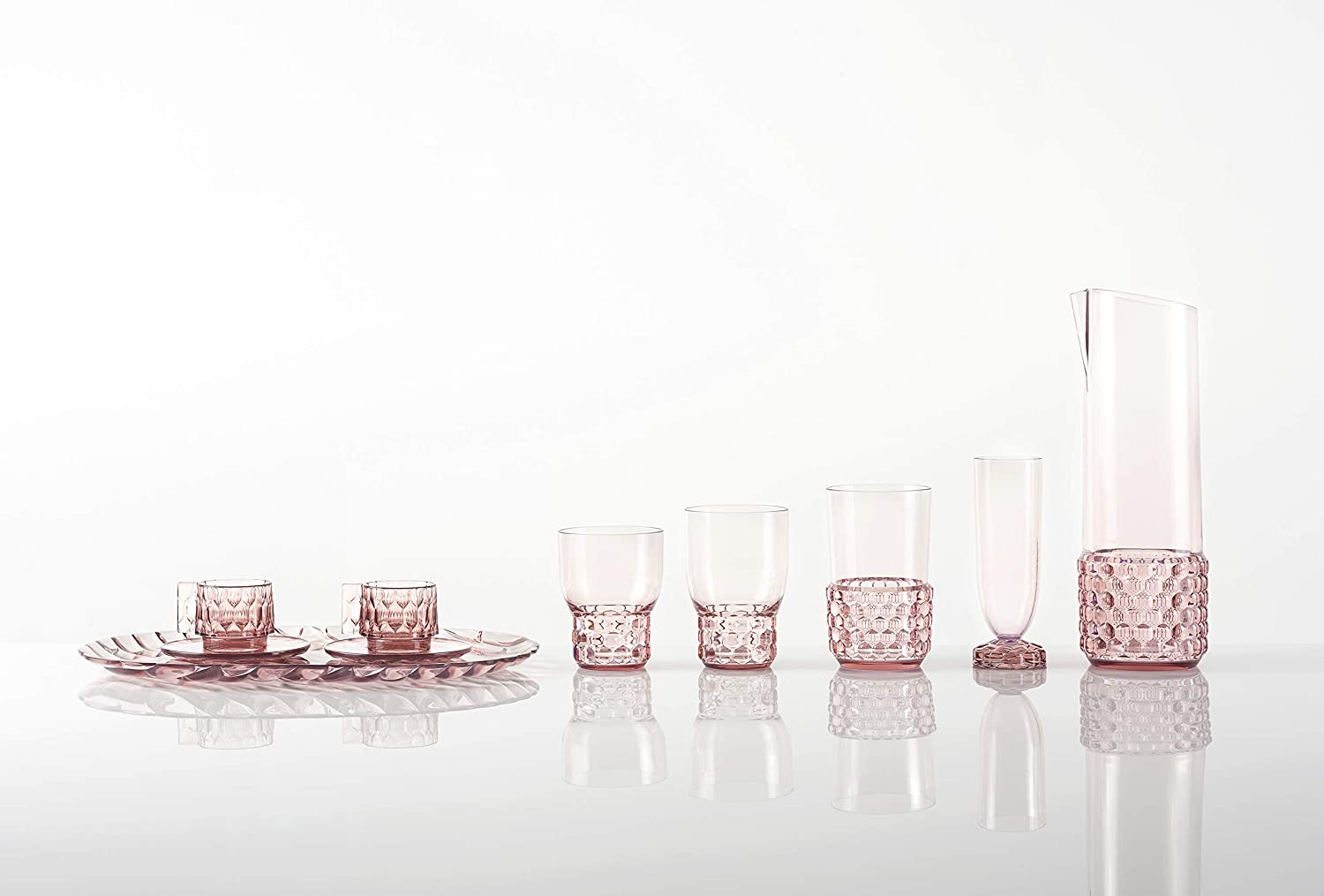The full pink jellies drinkware range by Kartell.