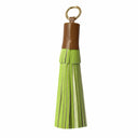 Leather Tassel Keyring Lime