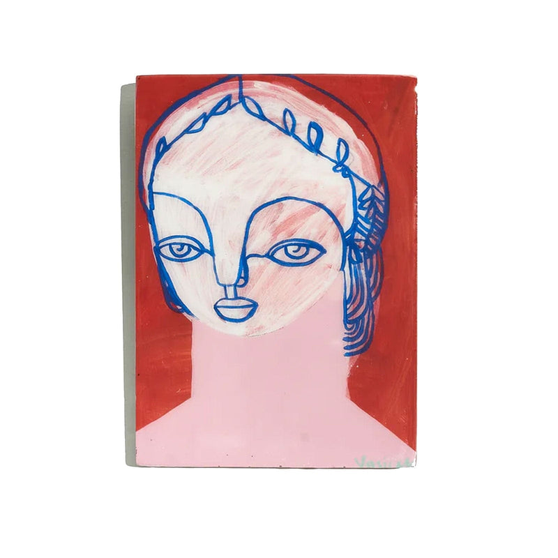 Jai Vasicek Madrid Wall Tile featuring a persons face with red, blue and white tones