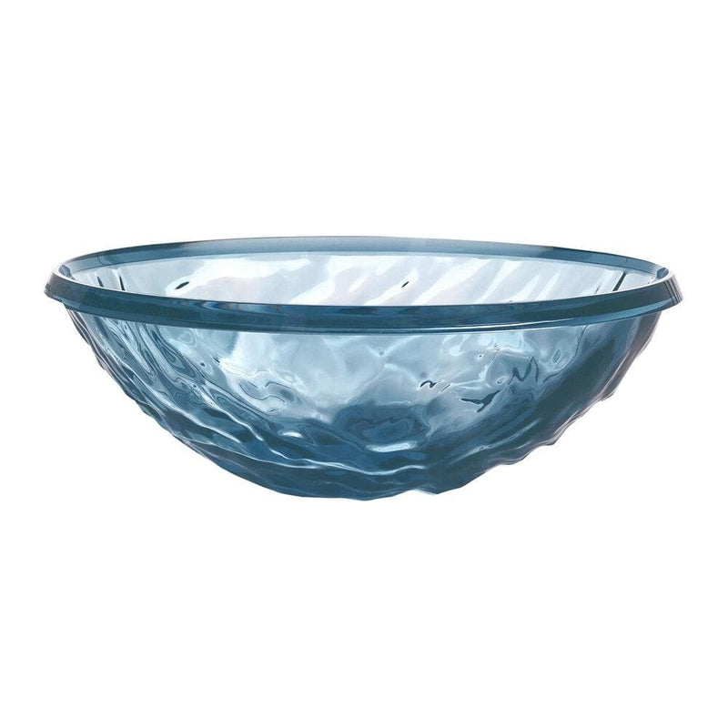 A light blue transparent bowl by Kartell.