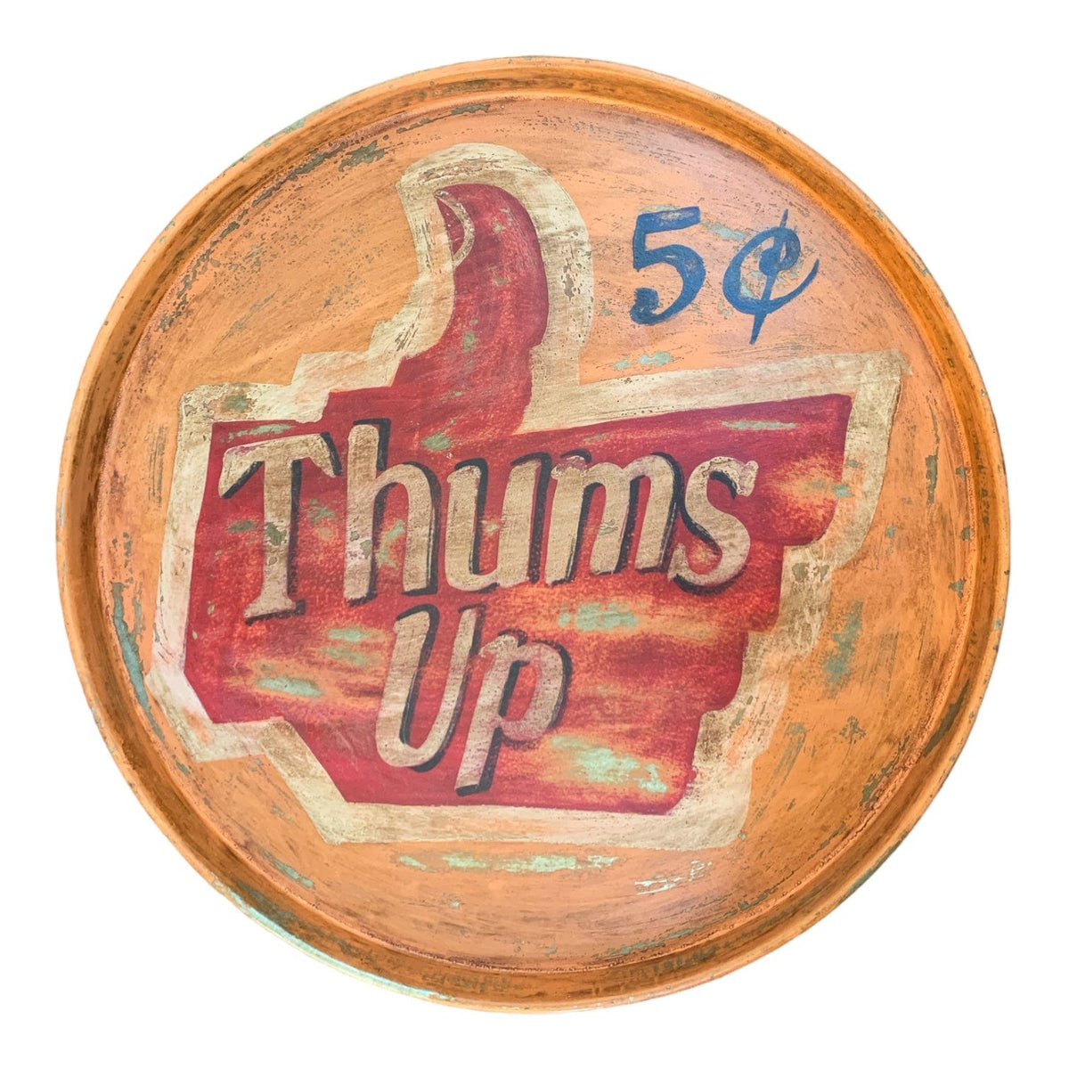    Peach-Thums-Up-Vintage-Round-Tray-Little-and-Fox