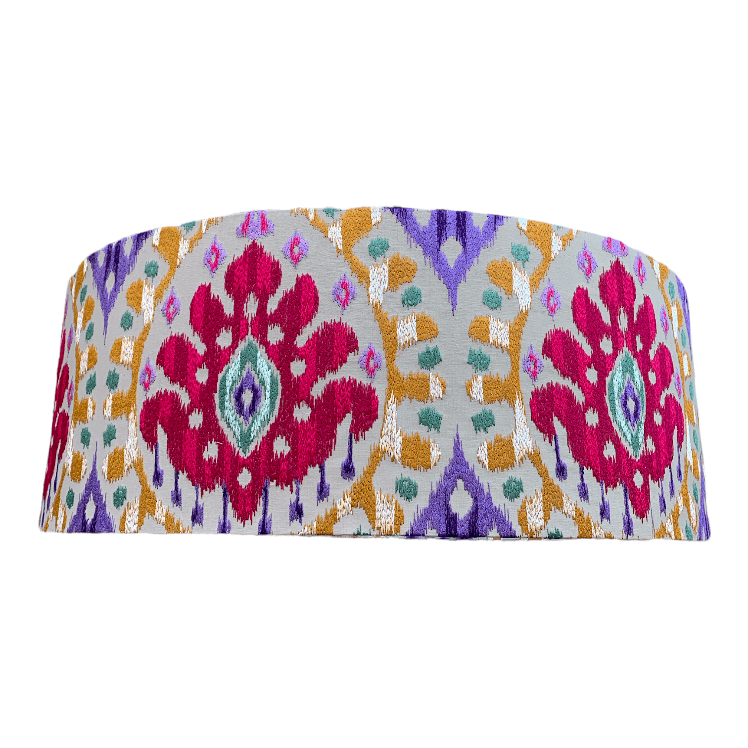 Embroidered Ikat 28" Drum Lampshade