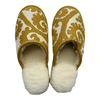 Gold Embroidery Extra Large White Slippers