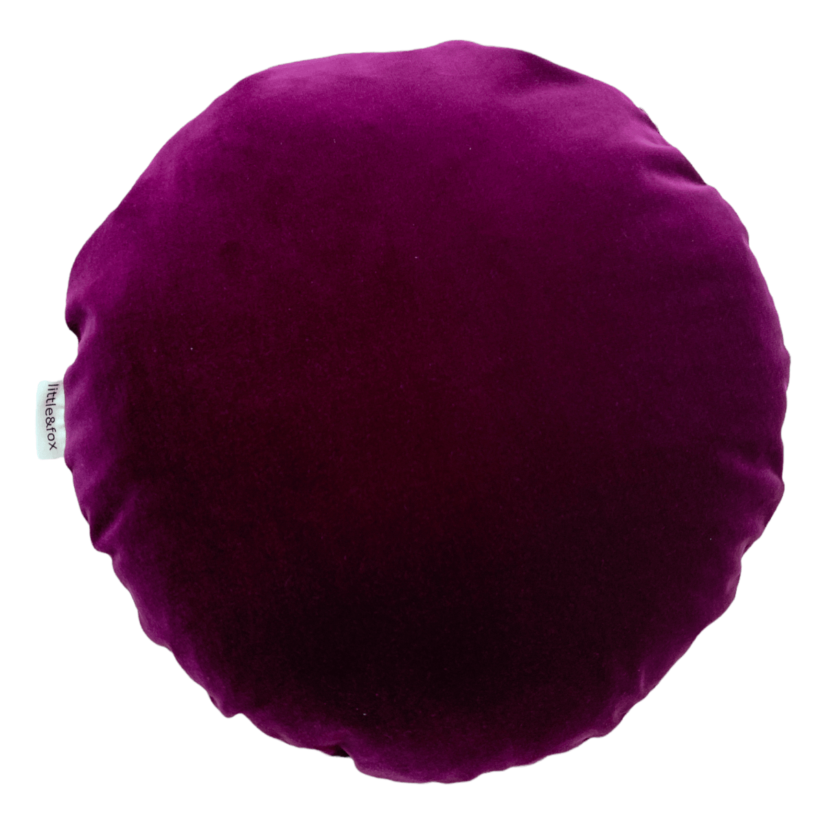 Violet Cotton Velvet Round Cushion Little and Fox
