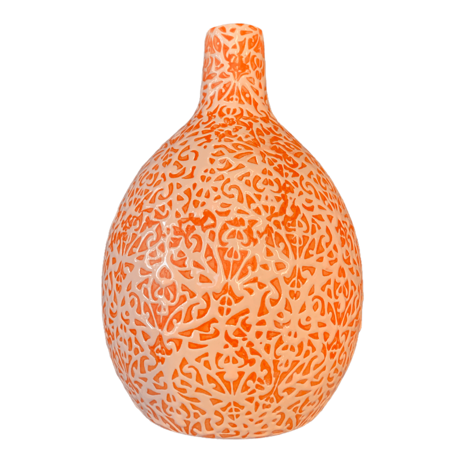 Pink on Orange Engel Vase