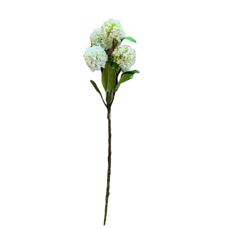 Faux White Roseum Snowball Flower