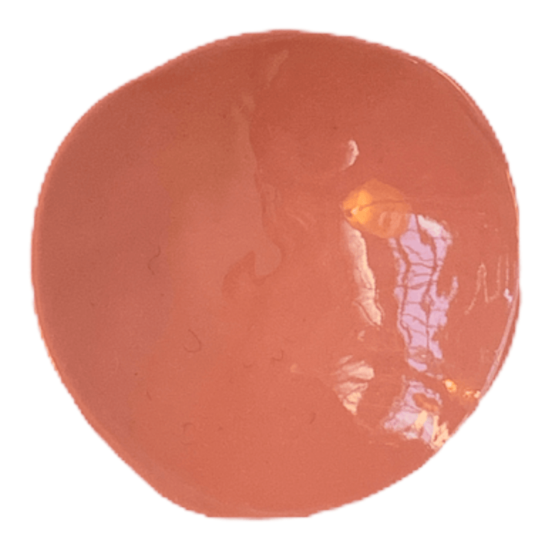 A birds eye view of a tiny ceramic bowl in the colour Rose.