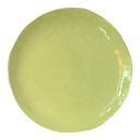 Birds eye view of a green ceramic side plate.