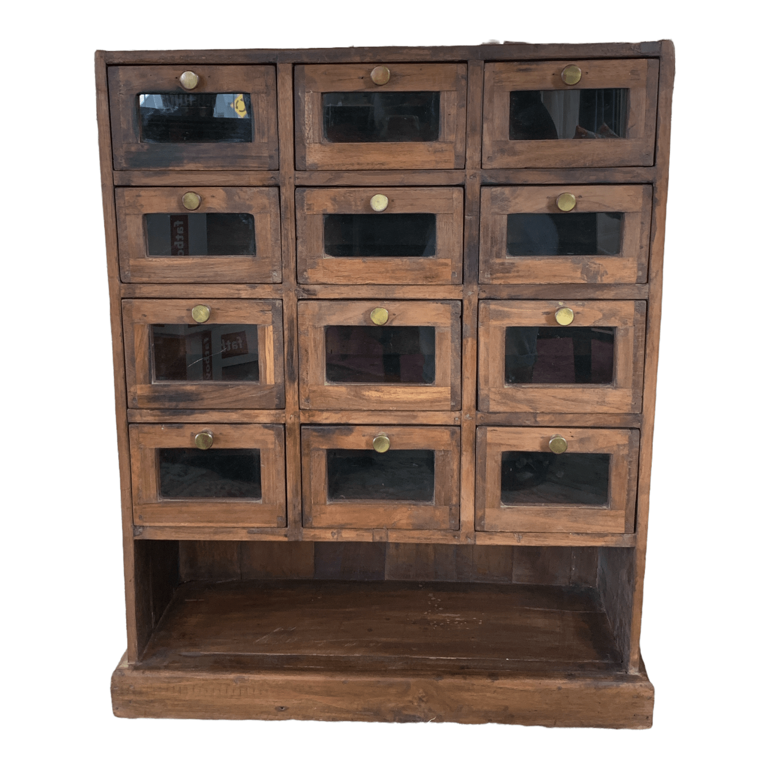 Wood and Glass 12 Drawer Chest