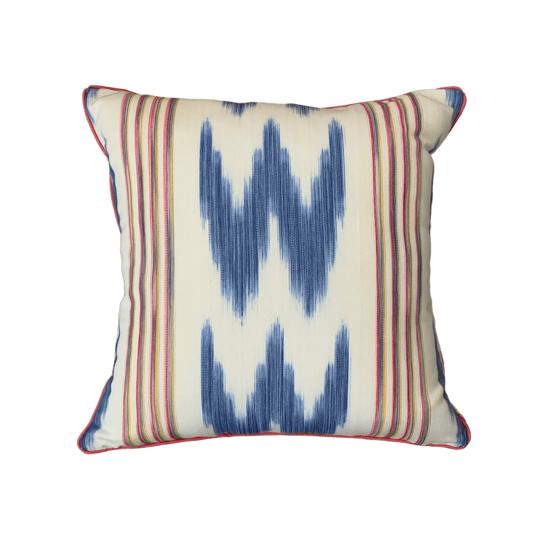 Ikat Blue with Pink Stripes 50x50cm Outdoor Cushion